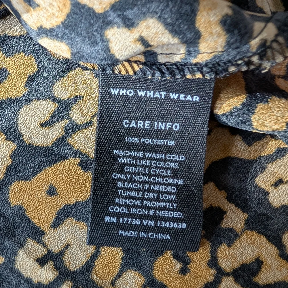 WHO WHAT WEAR Leopard Print Blouse Ruffle Mock Neck Size XXL - Picture 11 of 11